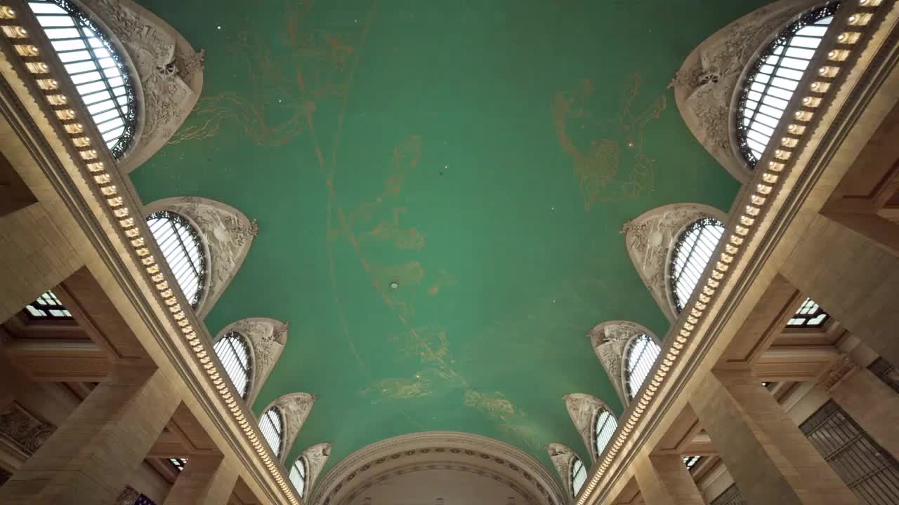 Tilting Down To Crowded Grand Central Station Terminal Main Room